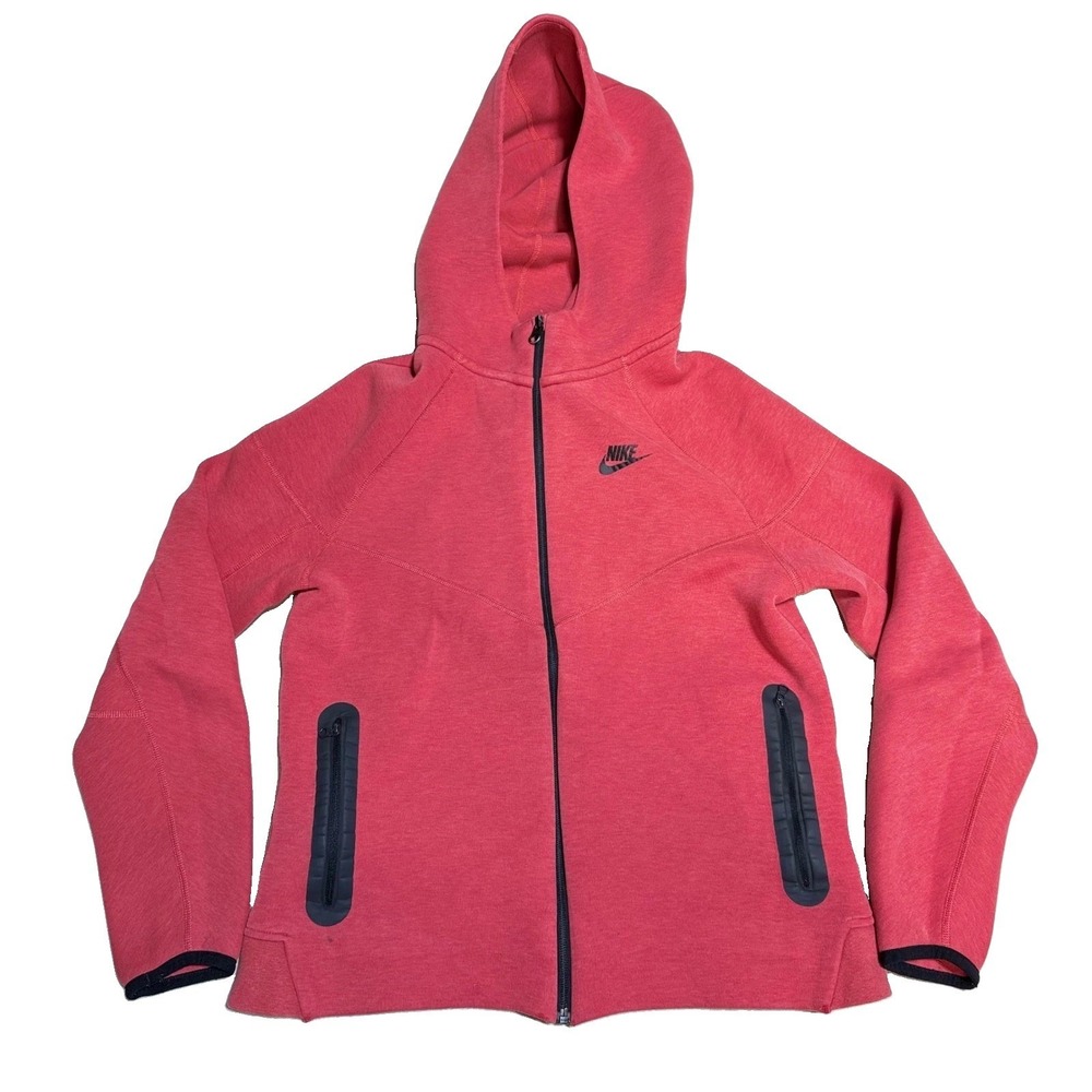 Nike Kids Tech Fleece Full Zip Hoodie Red Heather FD3285-672 XL